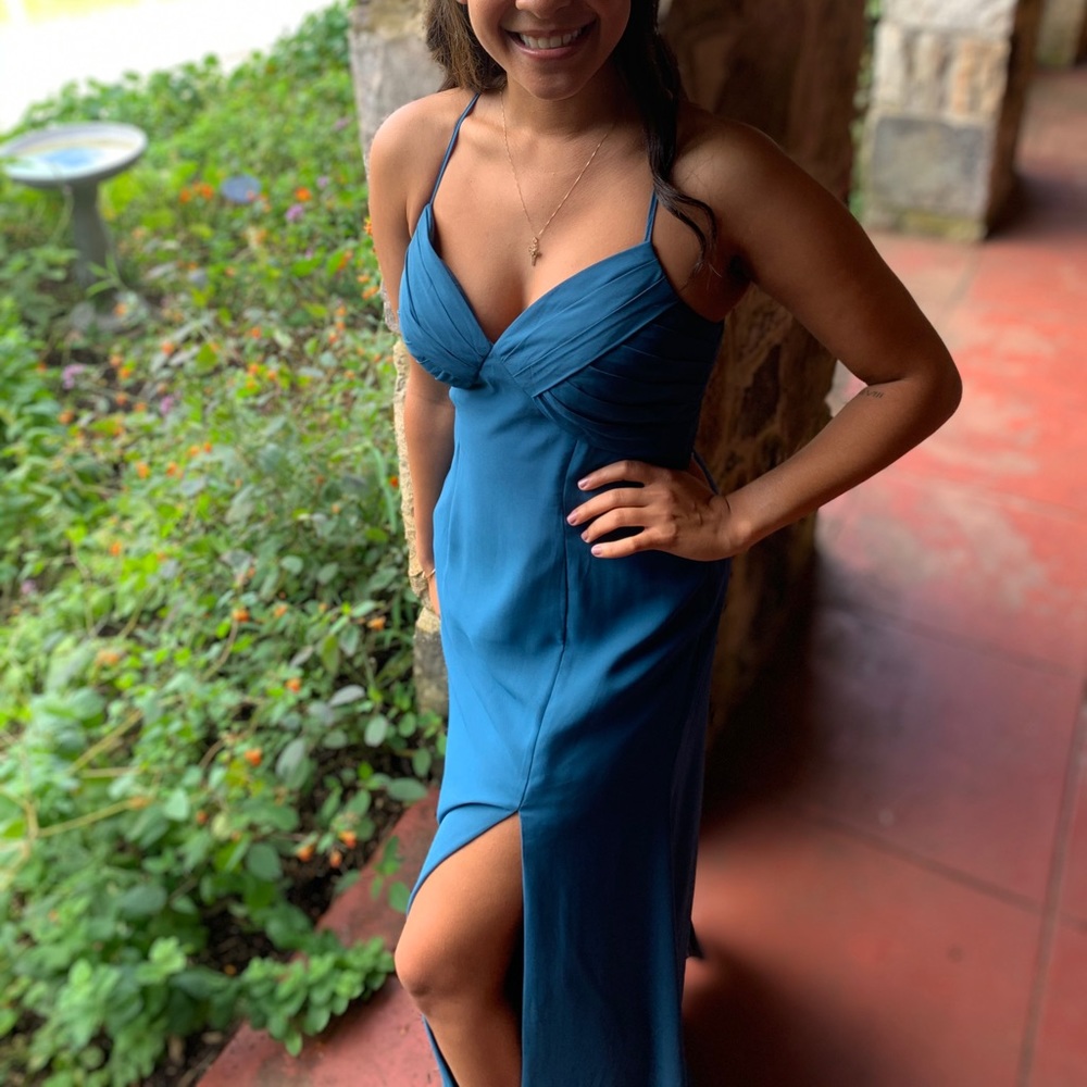 Azazie blue bridesmaid dress